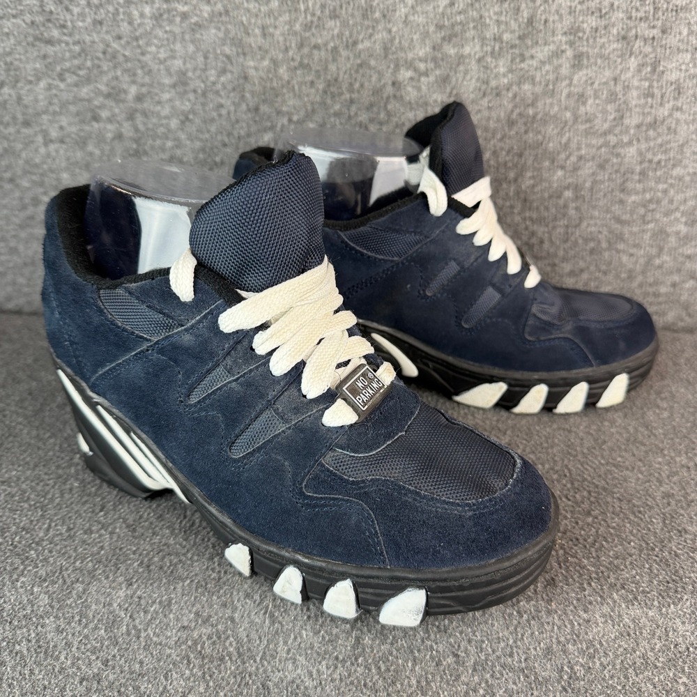 Vintage No Parking Size 7.5B Women's Blue Suede Mesh Platform Wedge 90s/Y2k